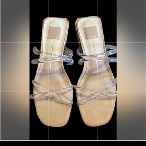 Dolce Vita Patsi clear criss cross strap flat sandals NWOT
